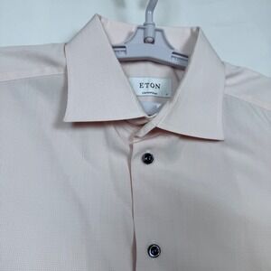 ETON Contemporary Mens XL 43 17 Light Pink Checkered Cotton Dress Shirt Estonia